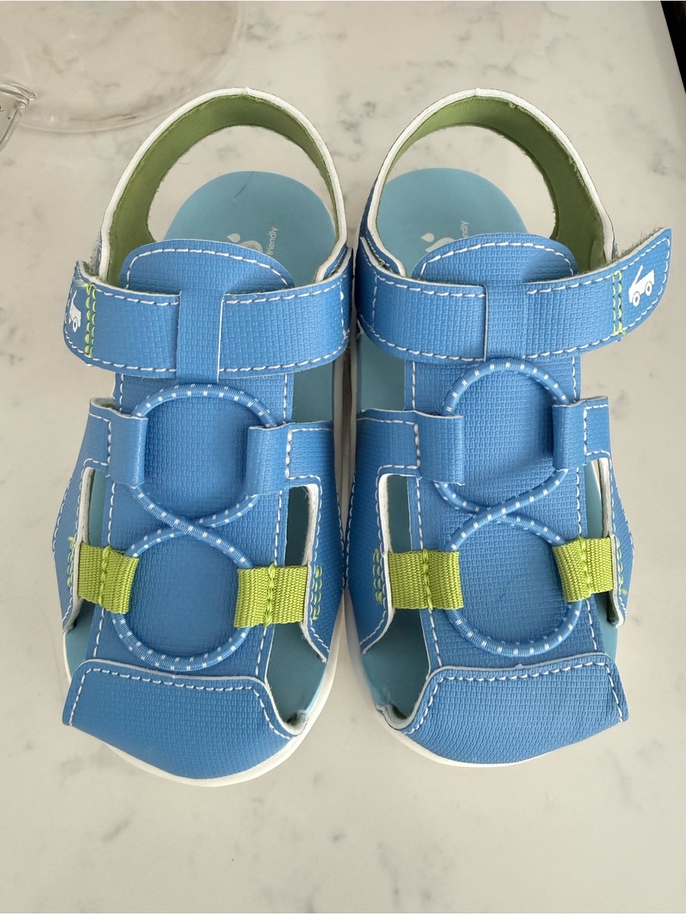 NWOT See Kai Run Bright Blue Kids Sandal with Lime Accents